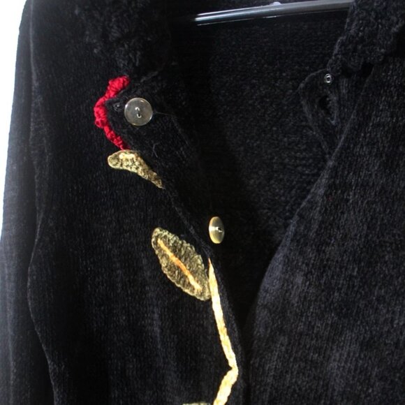 Vintage Y2K 90s Chenille Floral Sweater Small Whimsigoth Fairygoth Cottagecore - Picture 5 of 7